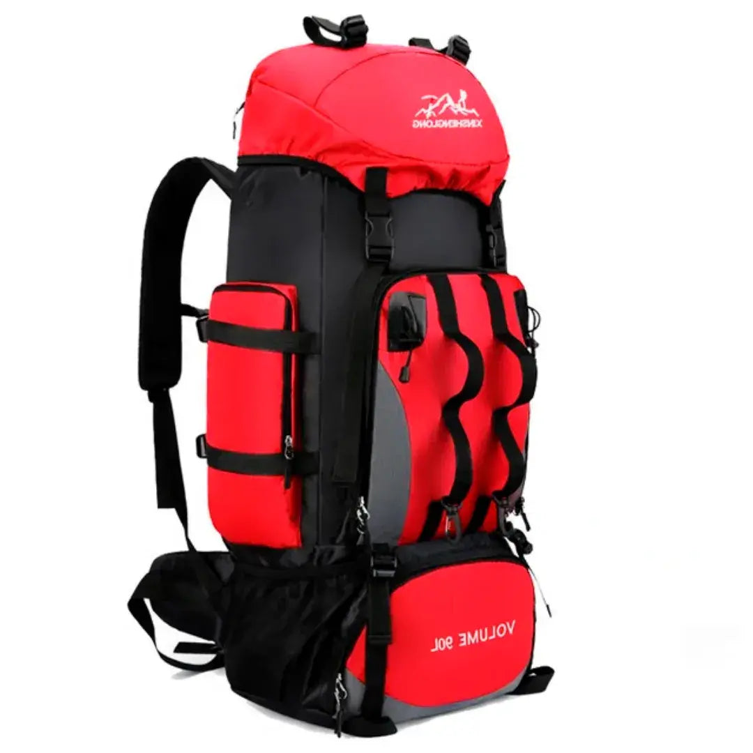 mochila camping escalada impermeavel vermelho